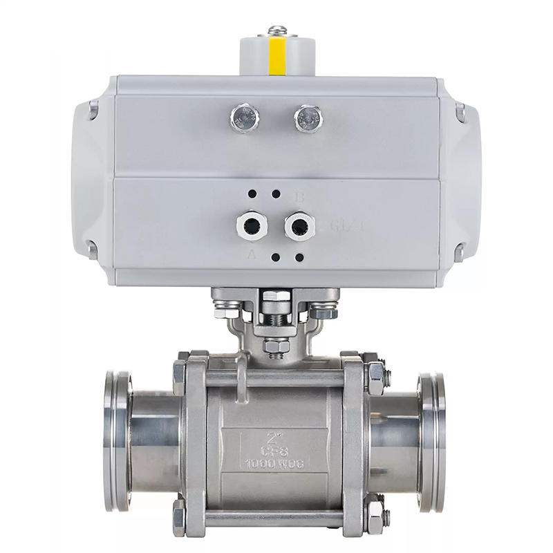 Pneumatic 3-piece vacuum ball valves with Clamp Ends